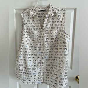Talbots sleeveless blouse glasses print plus size 2xp